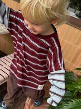 Load image into Gallery viewer, Tiny Trove - Rowan Stripe Long Sleeve Tee - MAROON &amp; BLUE
