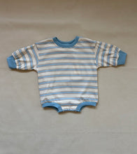 Load image into Gallery viewer, Tiny Trove - Mattie Stripe Cotton Bodysuit - Cream/Blue Stripe

