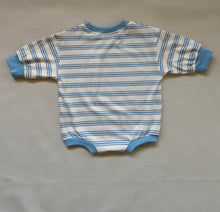 Load image into Gallery viewer, Tiny Trove - Mattie Stripe Cotton Bodysuit - Cream/Blue Stripe
