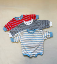 Load image into Gallery viewer, Tiny Trove - Mattie Stripe Cotton Bodysuit - Cream/Blue Stripe
