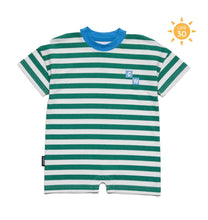 Load image into Gallery viewer, Crywolf - Sun Smart Romper - Sea Green Stripe
