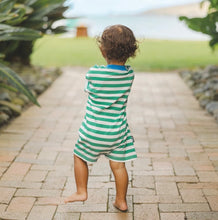 Load image into Gallery viewer, Crywolf - Sun Smart Romper - Sea Green Stripe
