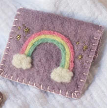 Load image into Gallery viewer, Rainbow Needle Felt Button Pouch
