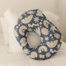 Load image into Gallery viewer, Linen Label - Moon Shape Nursing Pillow- Print Denim Blue
