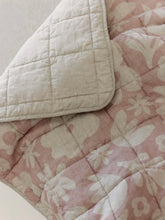 Load image into Gallery viewer, Linen Label - Rectangle Toddler Cot Blanket &amp; Play Mat- Print Blush &amp; Oat
