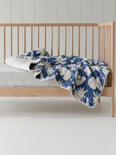 Load image into Gallery viewer, Linen Label - Rectangle Toddler Cot Blanket &amp; Play Mat- Print Denim Blue &amp; Oat
