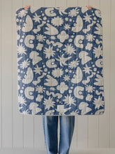 Load image into Gallery viewer, Linen Label - Rectangle Toddler Cot Blanket &amp; Play Mat- Print Denim Blue &amp; Oat
