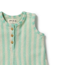 Load image into Gallery viewer, Wilson &amp; Frenchy - Seafoam Stripe Organic Terry Growsuit
