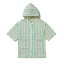 Load image into Gallery viewer, Wilson &amp; Frenchy - Seafoam Stripe Organic Terry Hooded Towel

