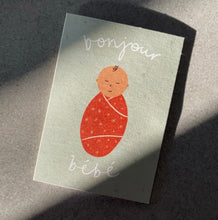 Load image into Gallery viewer, Lauren Sissons Studio - Bonjour Bebe Sage Mini Card - New Baby | Baby Shower Greeting
