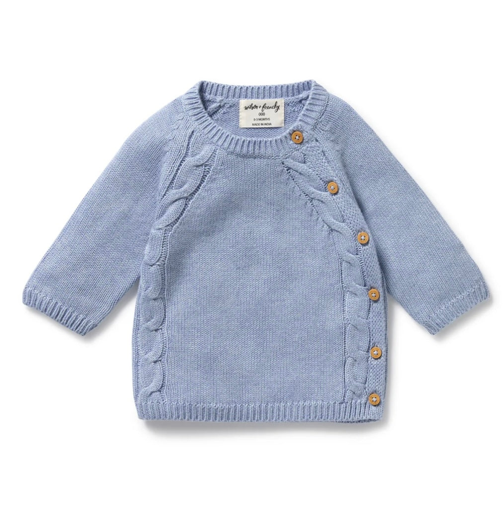 Wilson & Frenchy - Blue Speckle Organic Knitted Kimono Cardigan