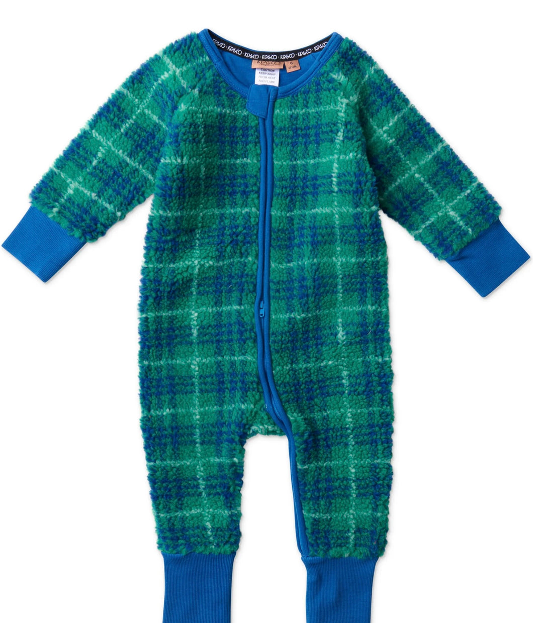 Kip & Co - Wilderness Tartan Sherpa Long Sleeve Zip Romper