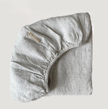 Load image into Gallery viewer, 7pm Linen Mini Stripe Fitted Sheet Single
