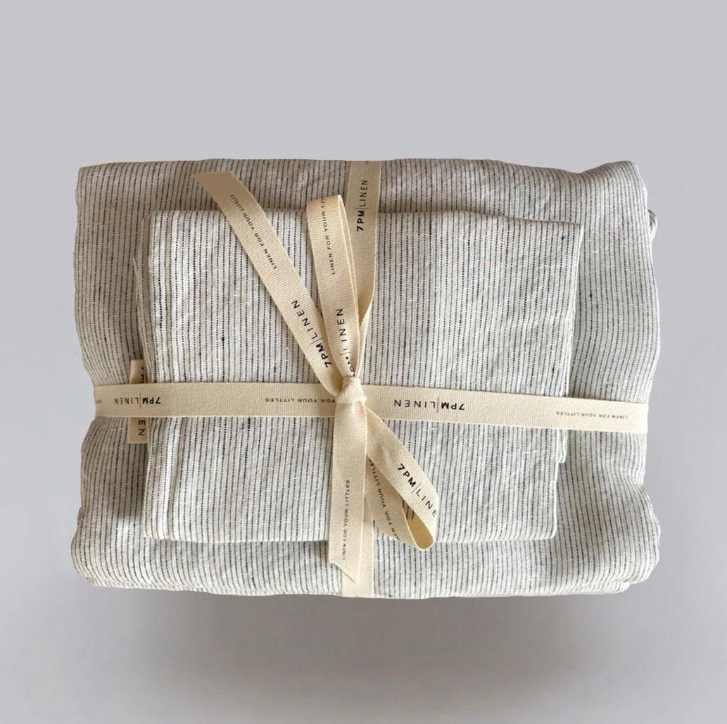 7pm Linen - Sheet Set Single Mini Stripe